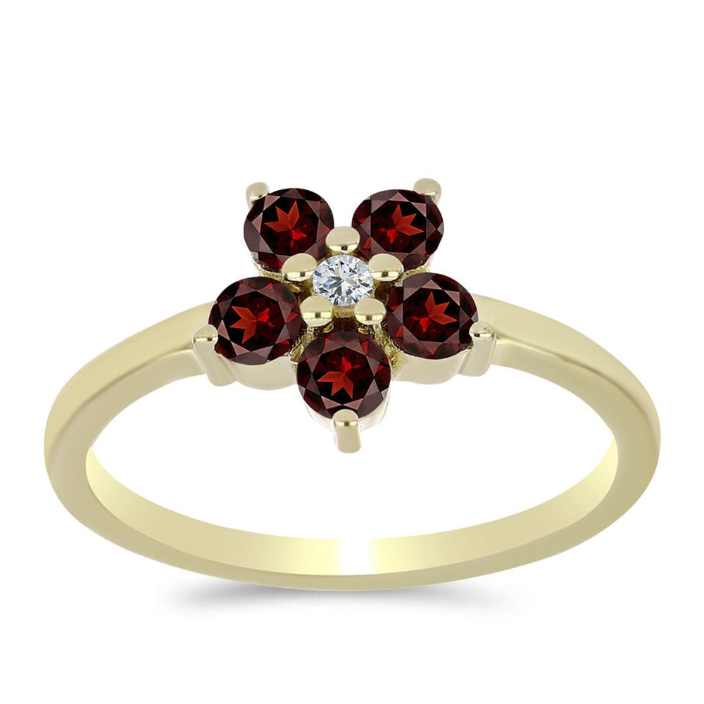 Pierścionek srebrny pozłacany z granatem i białym topazem 3 