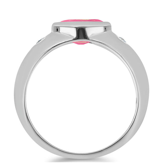 Pierścionek ze srebra próby 925 z różowym opalem i białym topazem