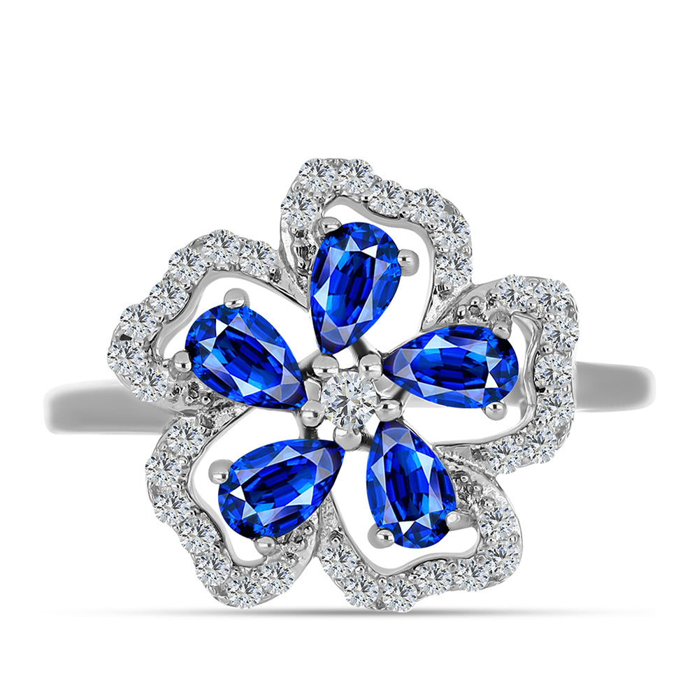 Pierścionek ze srebra próby 925 z australijskim niebieskim szafirem i białym topazem 1 