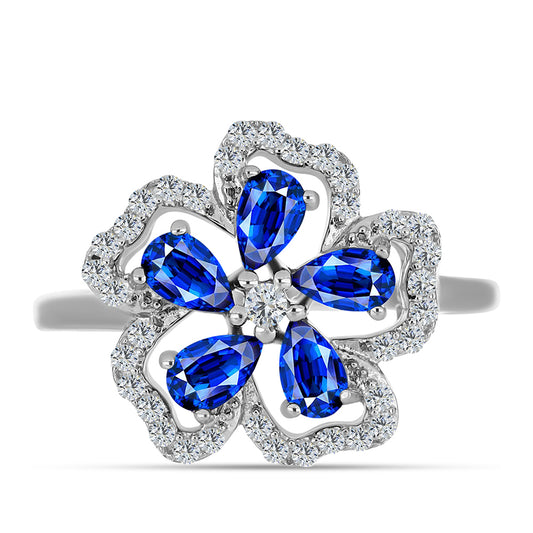 Pierścionek ze srebra próby 925 z australijskim niebieskim szafirem i białym topazem