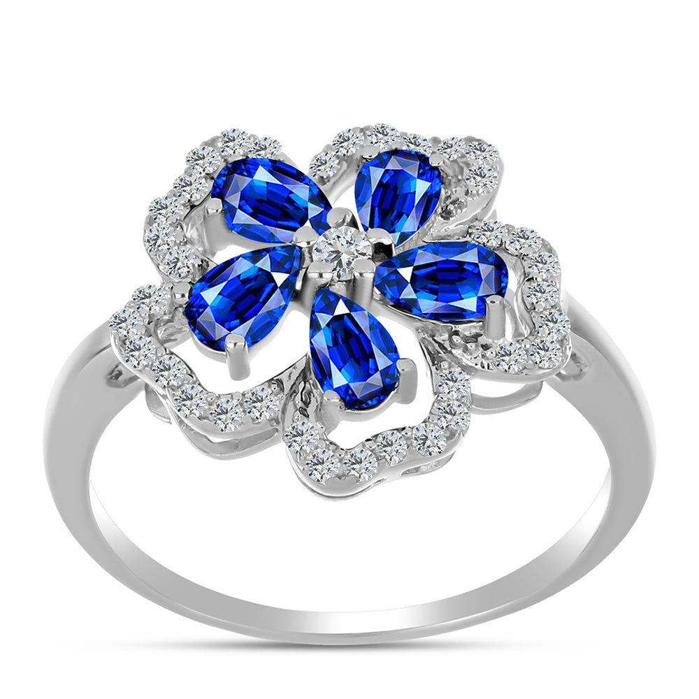 Pierścionek ze srebra próby 925 z australijskim niebieskim szafirem i białym topazem 3 