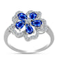 Pierścionek ze srebra próby 925 z australijskim niebieskim szafirem i białym topazem
