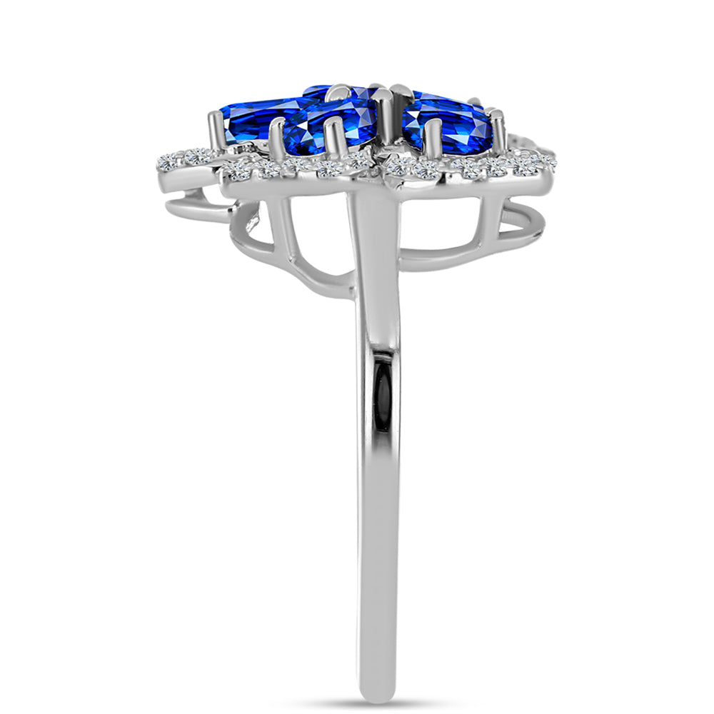 Pierścionek ze srebra próby 925 z australijskim niebieskim szafirem i białym topazem 4 