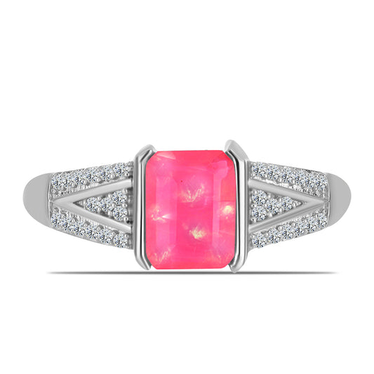 Pierścionek ze srebra próby 925 z różowym opalem i białym topazem