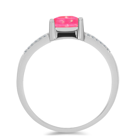 Pierścionek ze srebra próby 925 z różowym opalem i białym topazem