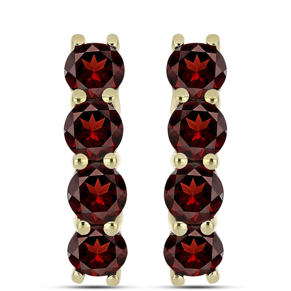 Kolczyki srebrne pozłacane z granatem