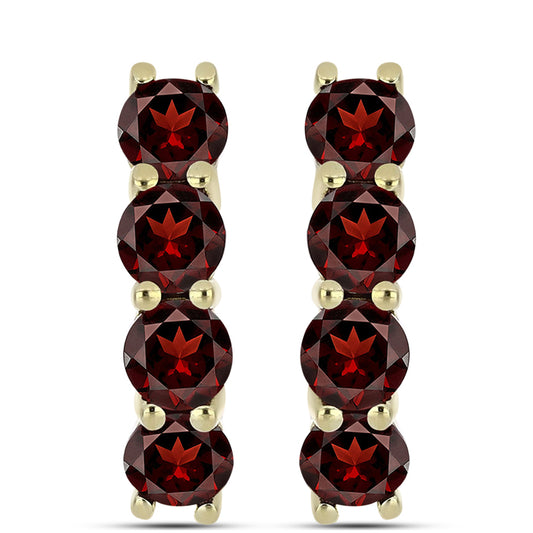 Kolczyki srebrne pozłacane z granatem