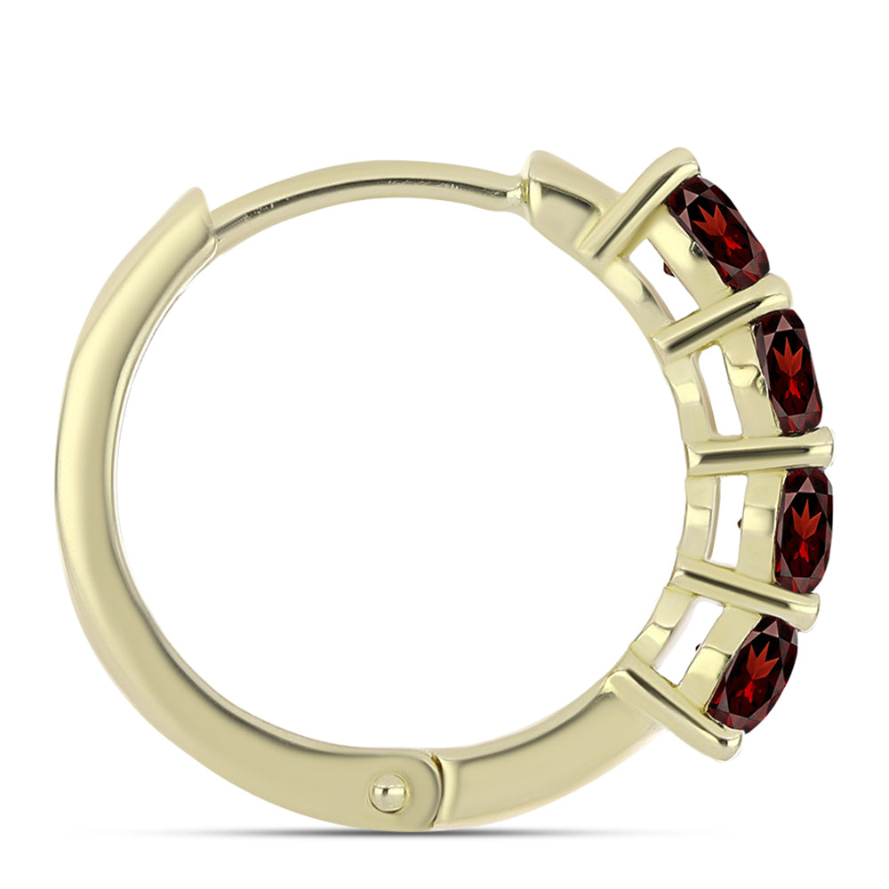 Kolczyki srebrne pozłacane z granatem 2 