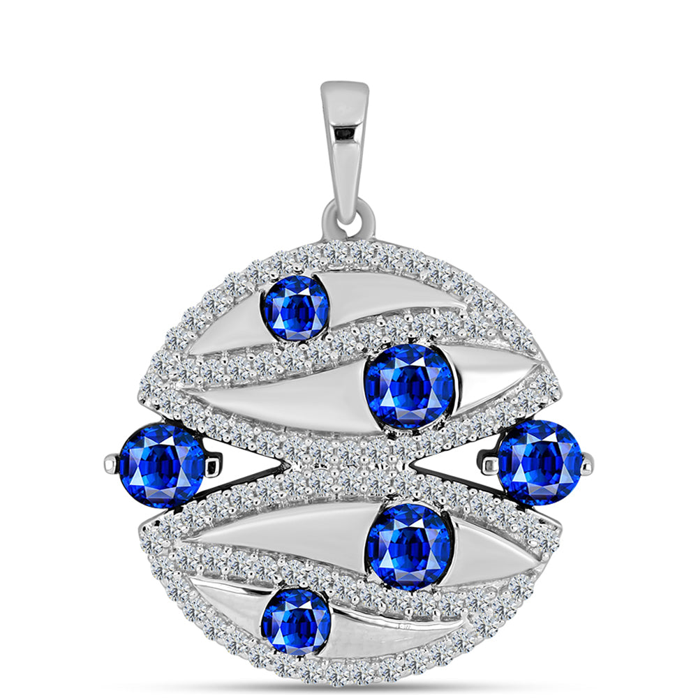 Zawieszka ze srebra próba 925 z australijskim niebieskim szafirem i białym topazem