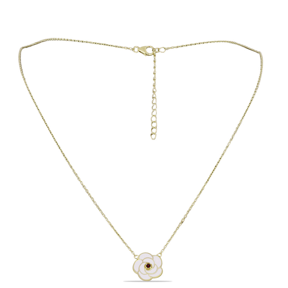 Naszyjnik srebrny pozłacany z granatem