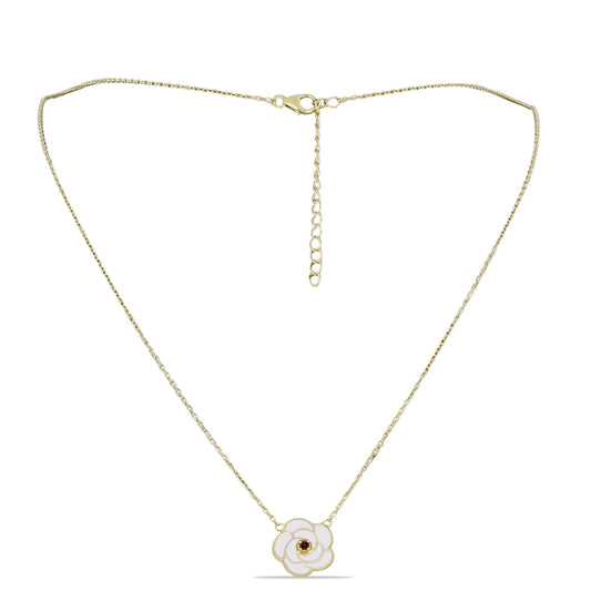 Naszyjnik srebrny pozłacany z granatem