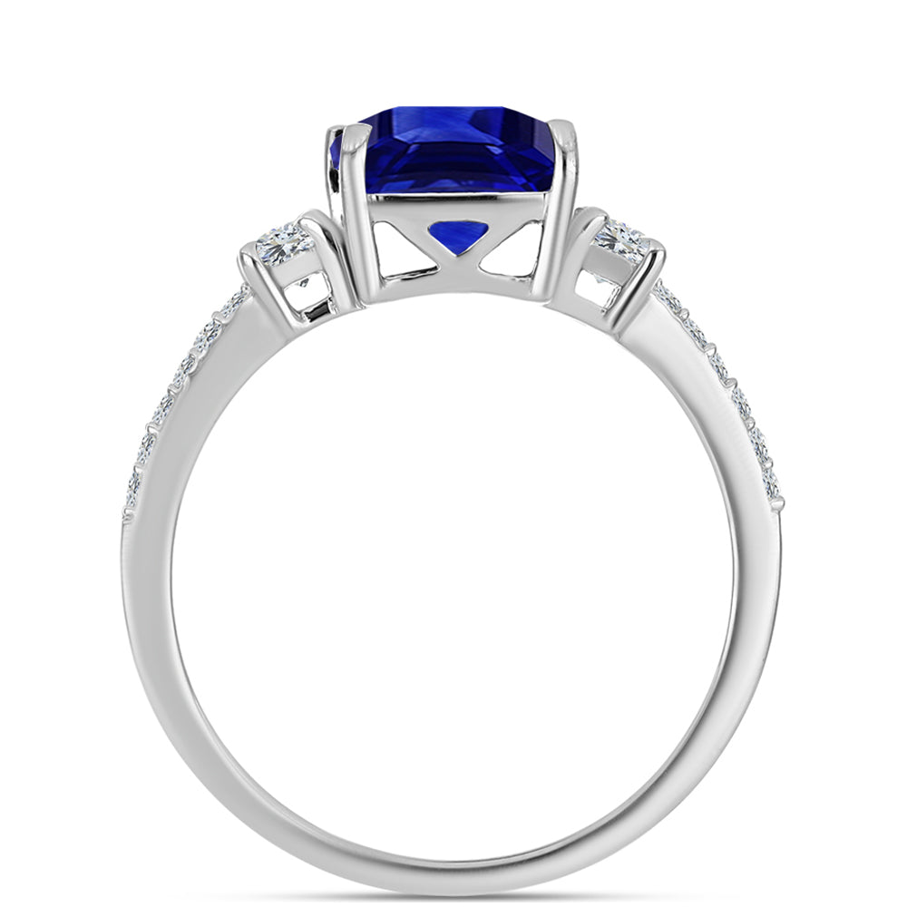 Pierścionek ze srebra próby 925 z australijskim niebieskim szafirem i białym topazem