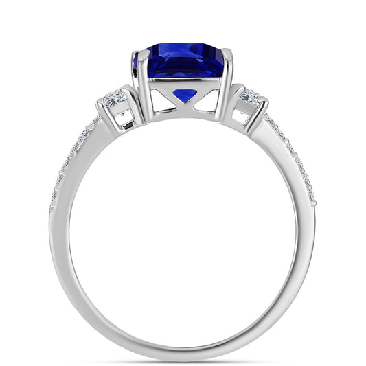 Pierścionek ze srebra próby 925 z australijskim niebieskim szafirem i białym topazem