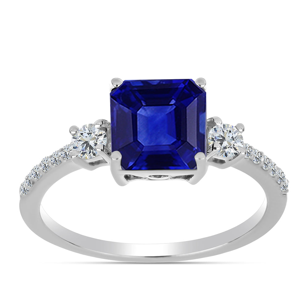 Pierścionek ze srebra próby 925 z australijskim niebieskim szafirem i białym topazem 3 