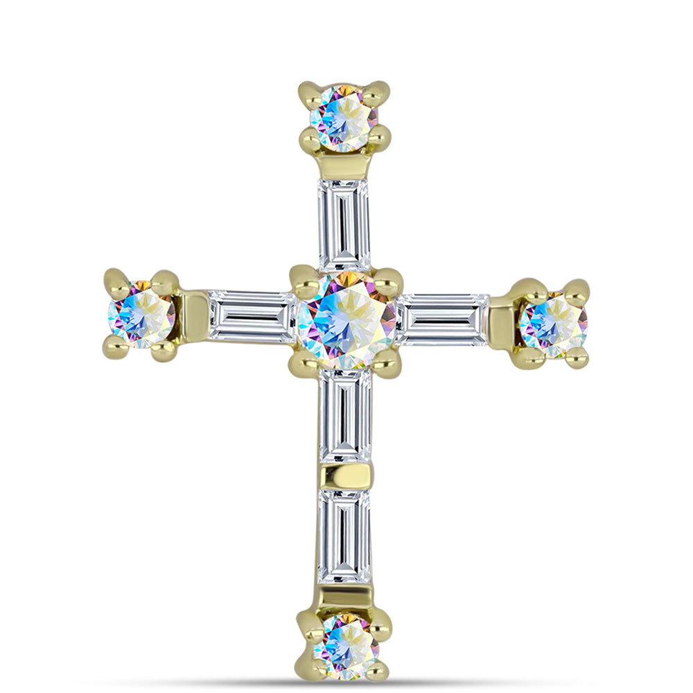 Zawieszka srebrna pozłacana z lodowym moissanitem i białym cyrkonem 1 