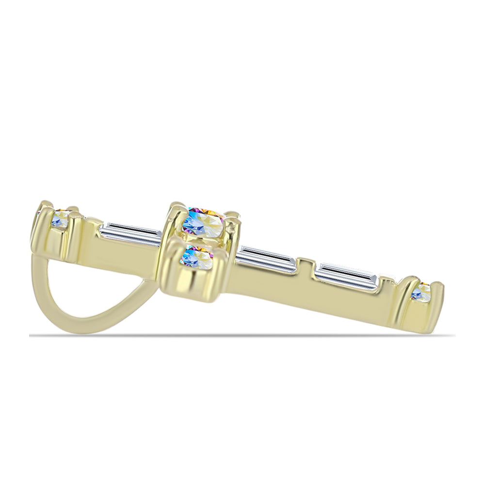 Zawieszka srebrna pozłacana z lodowym moissanitem i białym cyrkonem