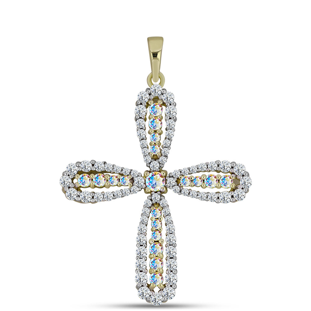 Zawieszka srebrna pozłacana z lodowym moissanitem i białym topazem 1 