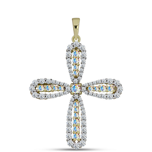 Zawieszka srebrna pozłacana z lodowym moissanitem i białym topazem