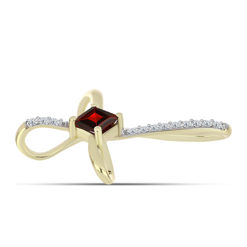 Zawieszka srebrna pozłacana z granatem i białym topazem 2 