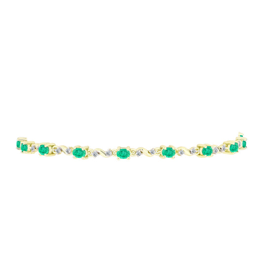 Bransoletka srebrna pozłacana z kolumbijskim szmaragdem i białym diamentem