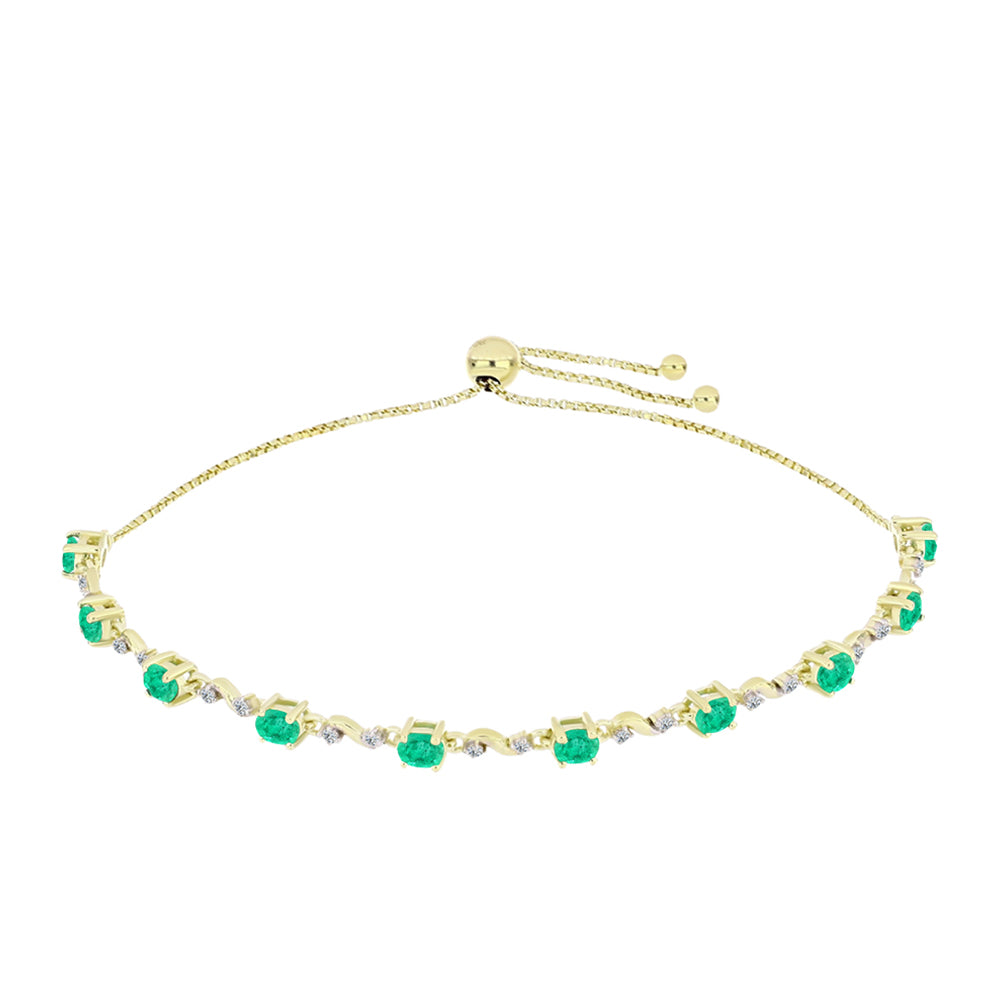 Bransoletka srebrna pozłacana z kolumbijskim szmaragdem i białym diamentem 1 