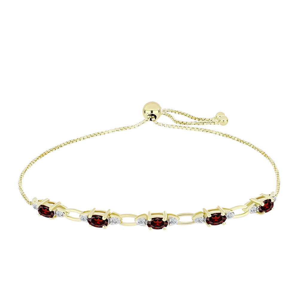 Bransoletka srebrna pozłacana z granatem i białym topazem 1 