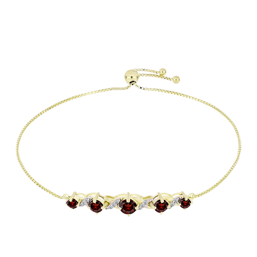 Bransoletka srebrna pozłacana z granatem i białym topazem 1 