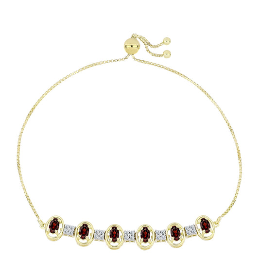 Bransoletka srebrna pozłacana z granatem i białym topazem