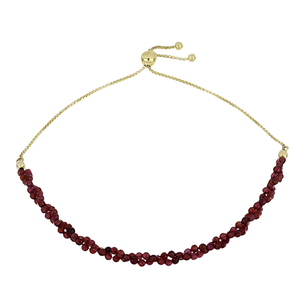 Bransoletka srebrna pozłacana z granatem