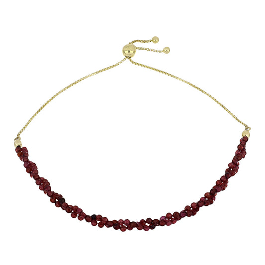 Bransoletka srebrna pozłacana z granatem