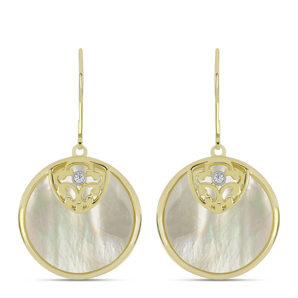 Kolczyki srebrne pozłacane z matką pereł i białym topazem