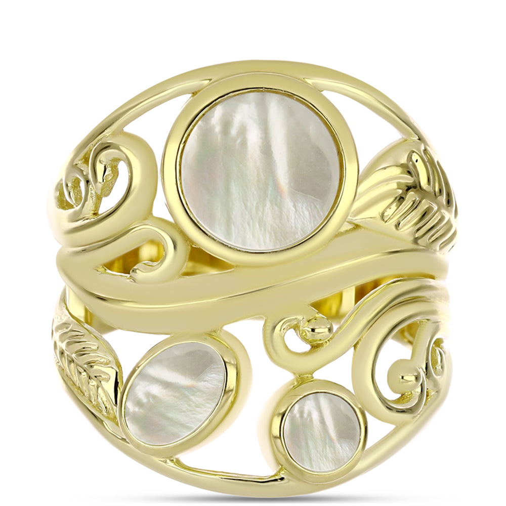 Pierścionek srebrny pozłacany z matką pereł 1 