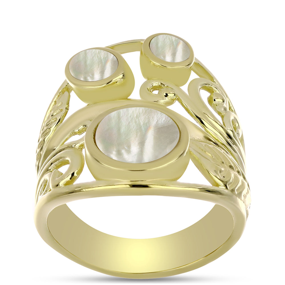 Pierścionek srebrny pozłacany z matką pereł 3 