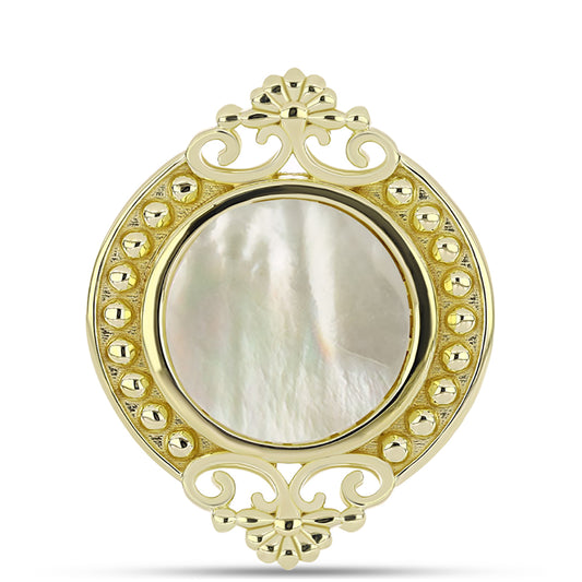 Pierścionek srebrny pozłacany z matką pereł