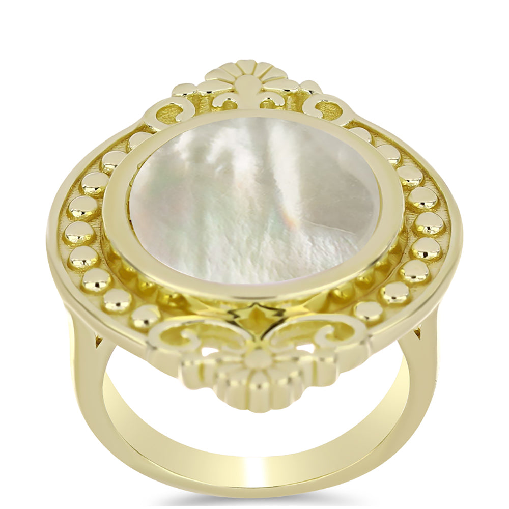 Pierścionek srebrny pozłacany z matką pereł 3 