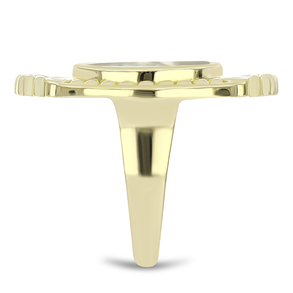 Pierścionek srebrny pozłacany z matką pereł