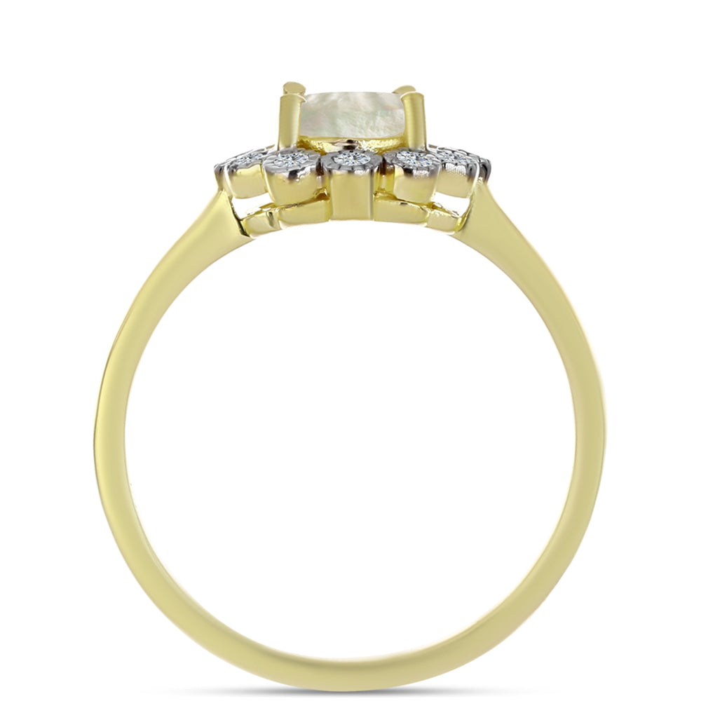 Pierścionek srebrny pozłacany z matką pereł i białym topazem 2 