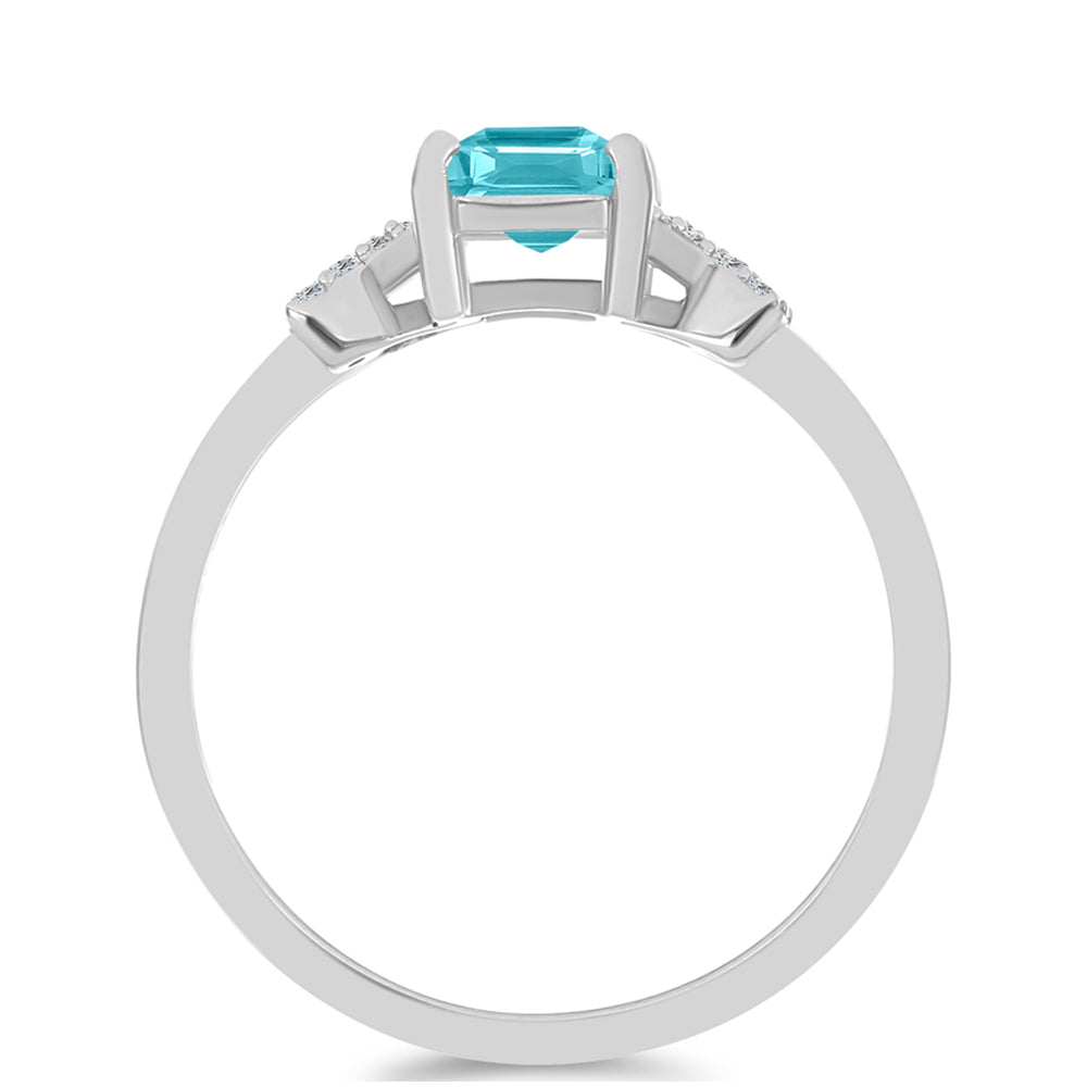 Pierścionek ze srebra próby 925 z kwarcem Paraiba i białym topazem 2 