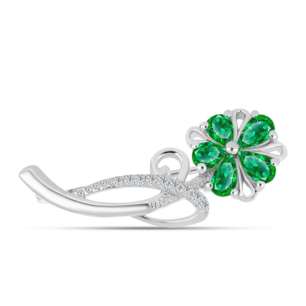 Broszka ze srebra próby 925 z Granatem Kijani i białym topazem