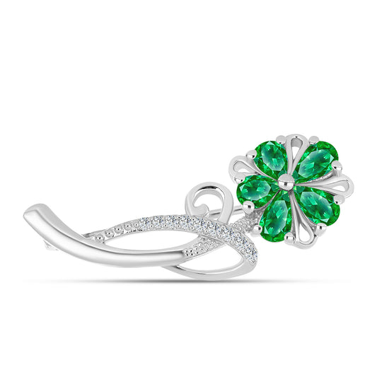 Broszka ze srebra próby 925 z Granatem Kijani i białym topazem