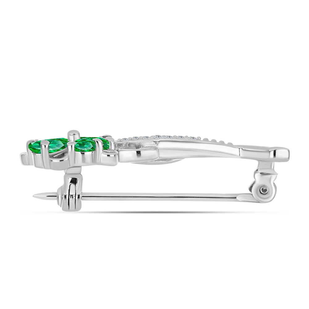 Broszka ze srebra próby 925 z Granatem Kijani i białym topazem