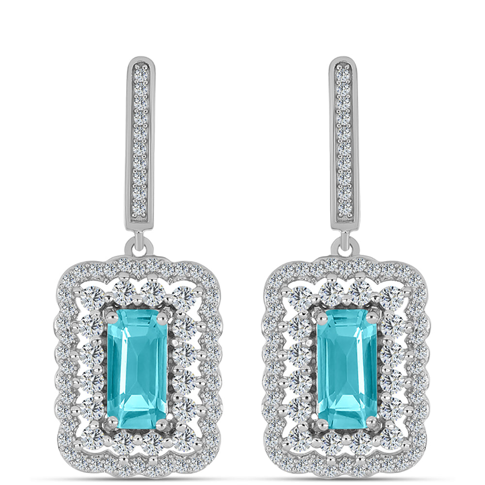 Kolczyki ze srebra próbe 925 z kwarcem Paraiba i białym topazem