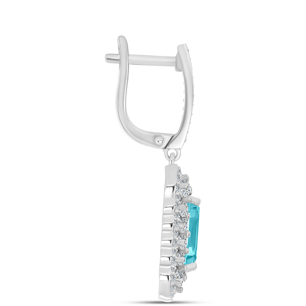 Kolczyki ze srebra próbe 925 z kwarcem Paraiba i białym topazem 4 