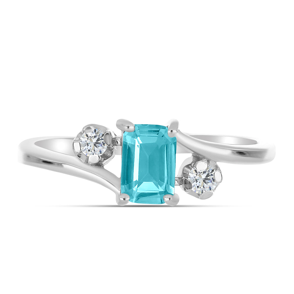 Pierścionek ze srebra próby 925 z kwarcem Paraiba i białym topazem 1 