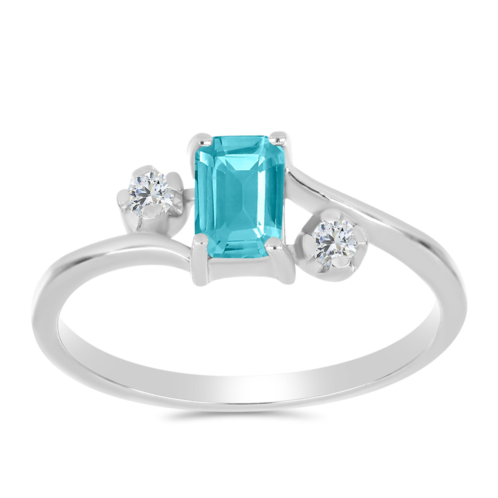 Pierścionek ze srebra próby 925 z kwarcem Paraiba i białym topazem