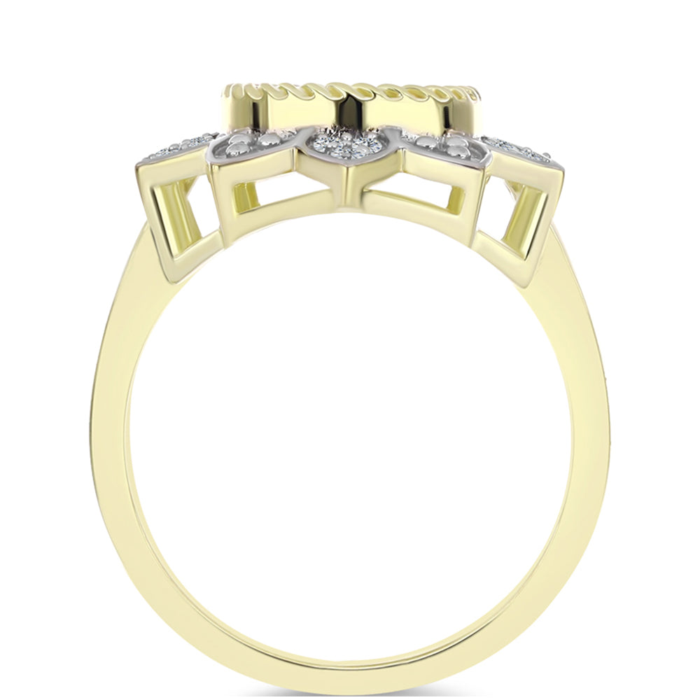 Pierścionek srebrny pozłacany z matką pereł i białym topazem 2 