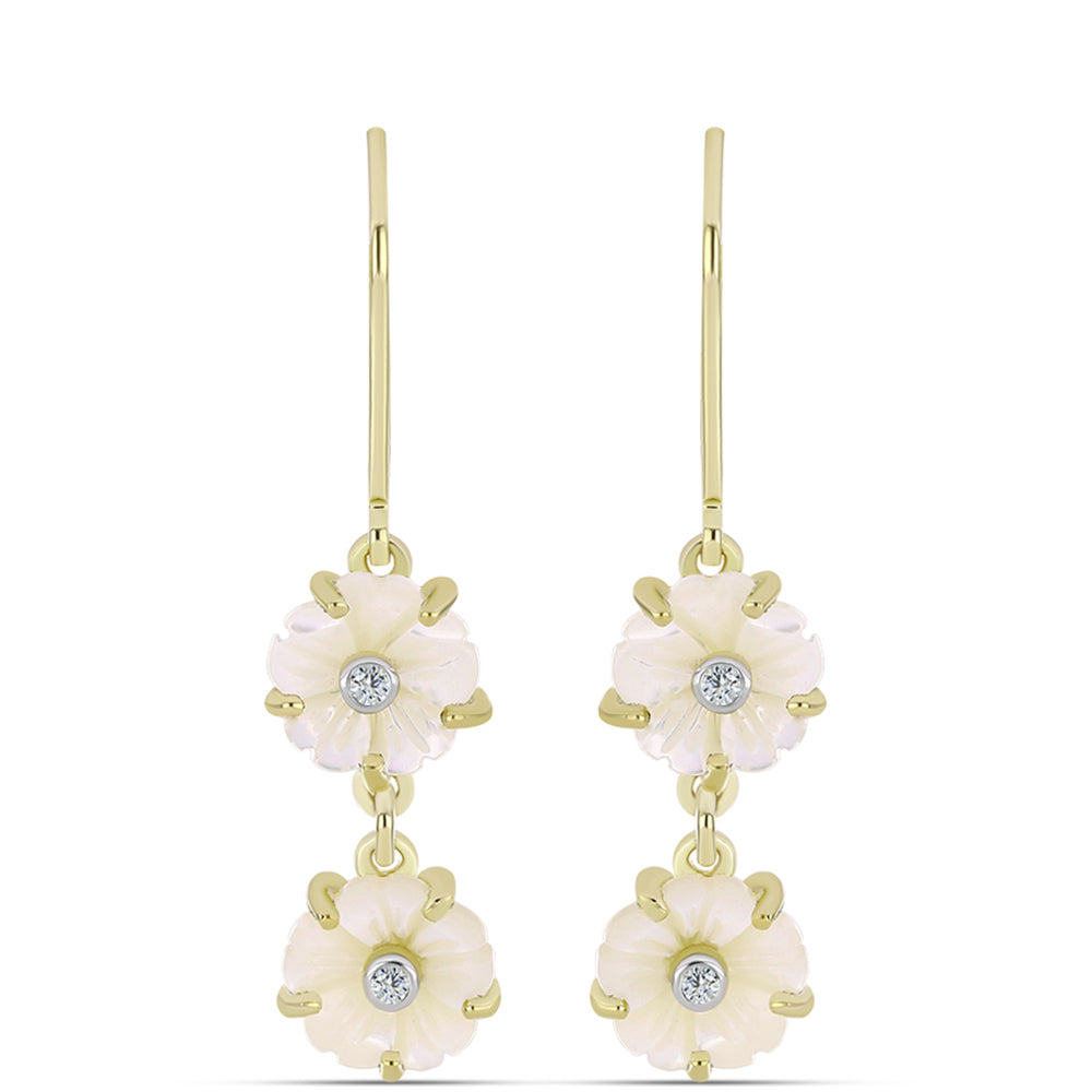 Kolczyki srebrne pozłacane z matką pereł i białym topazem