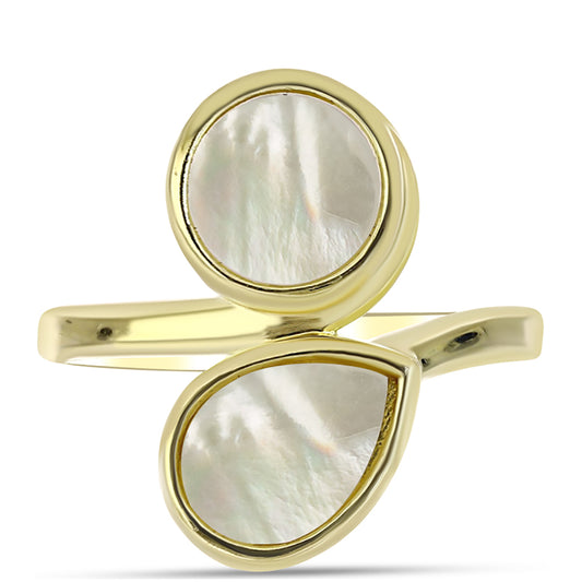 Pierścionek srebrny pozłacany z matką pereł