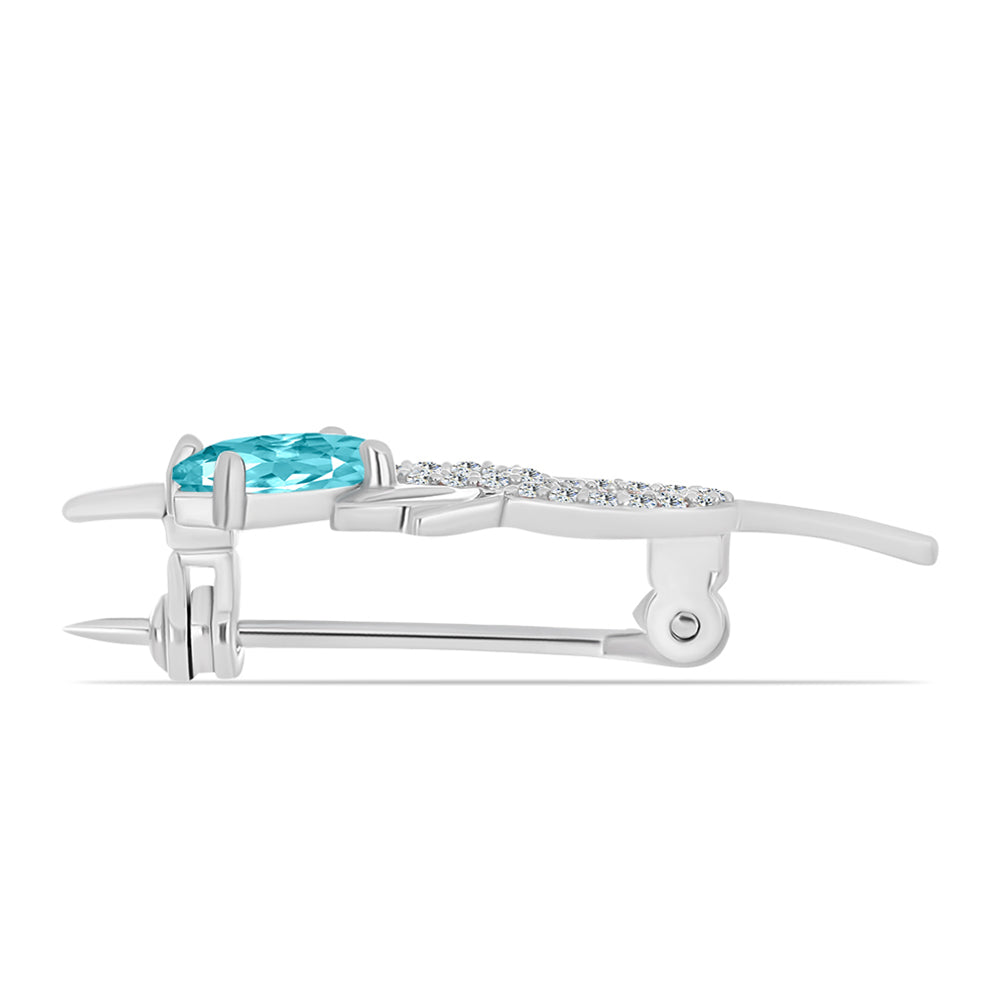 Broszka ze srebra próby 925 z kwarcem Paraiba i białym topazem 2 