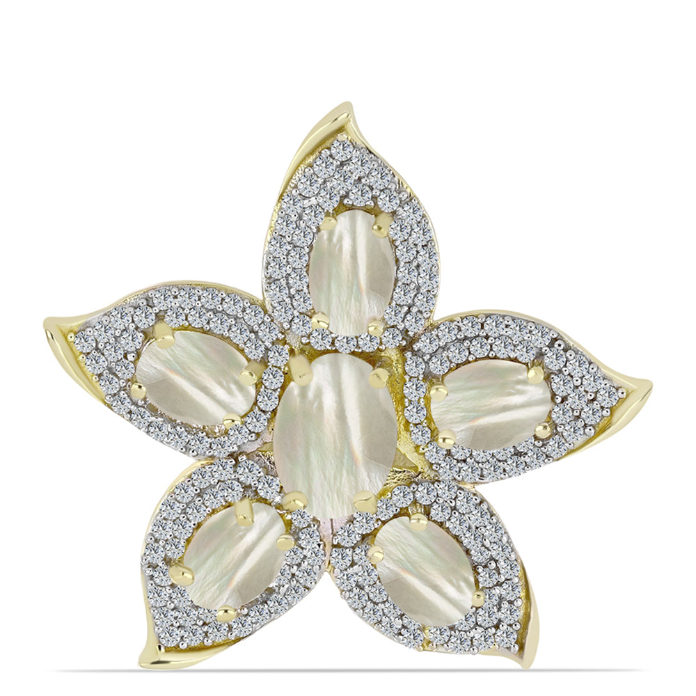 Broszka srebrny pozłacany z matką pereł 1 